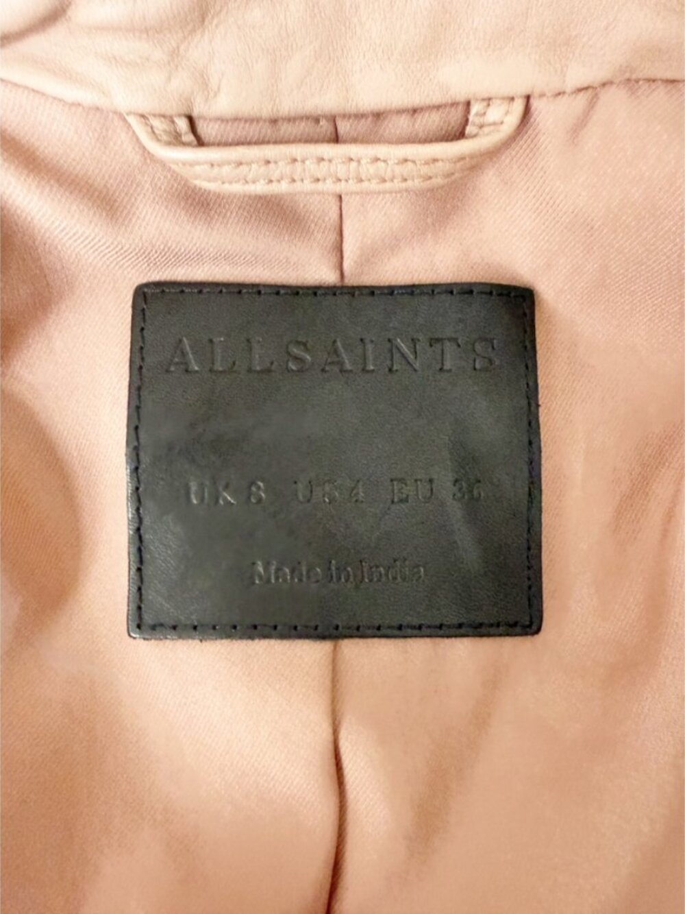 AllSaints Dalby Leather Biker Jacket in Blush Pink - Size US 4 - Picture 9 of 16
